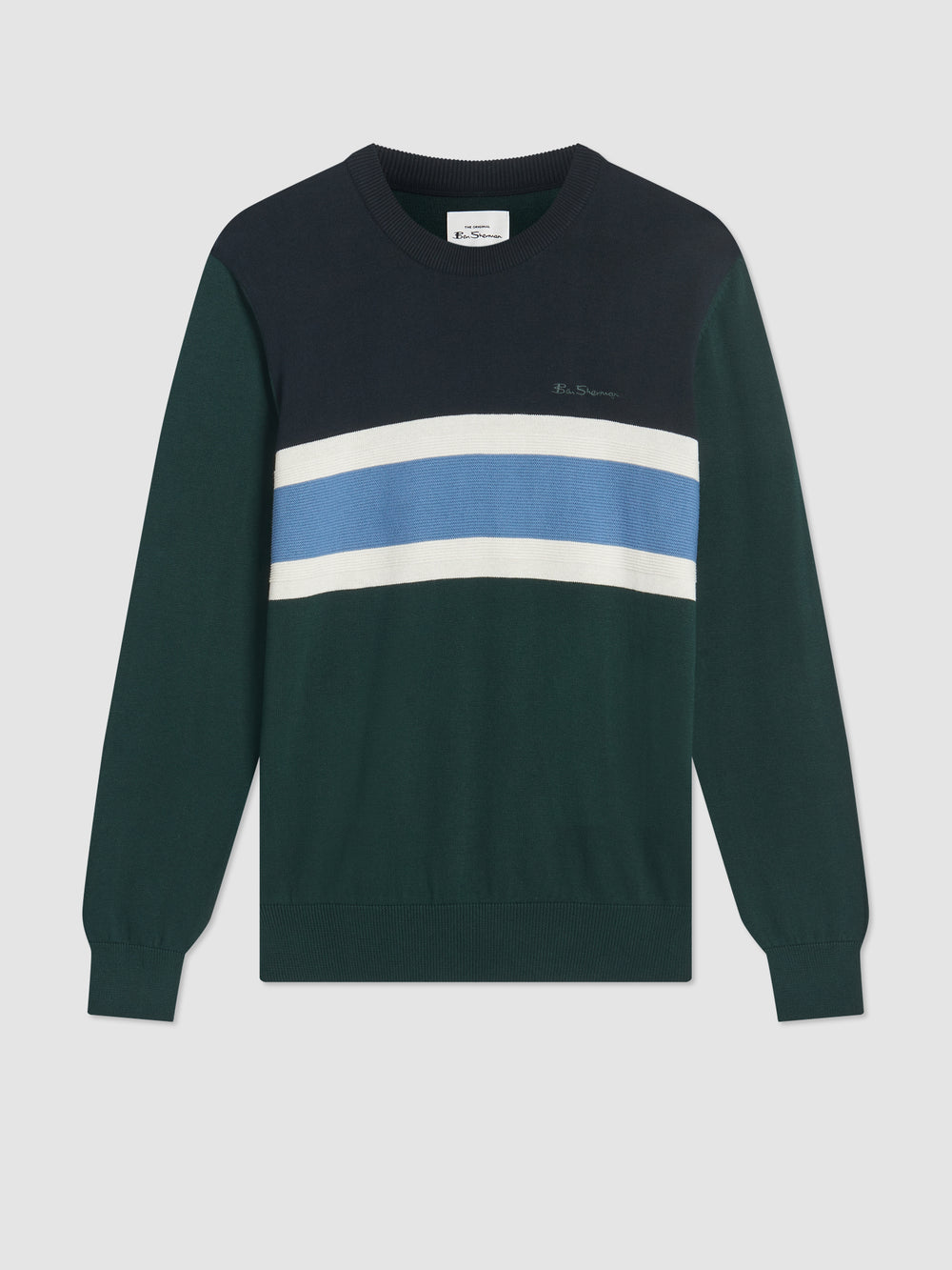 Knitwear Ben Sherman Chest Stripe Crewneck Vert Foncé | OMW-33294966